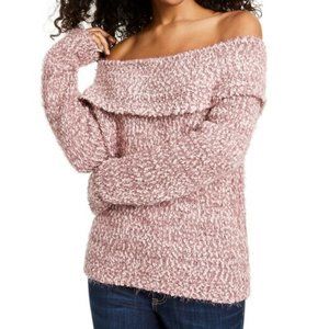 Freshman Off the Shoulder Fluffy Po Fuzzy Sweater - XS NWT